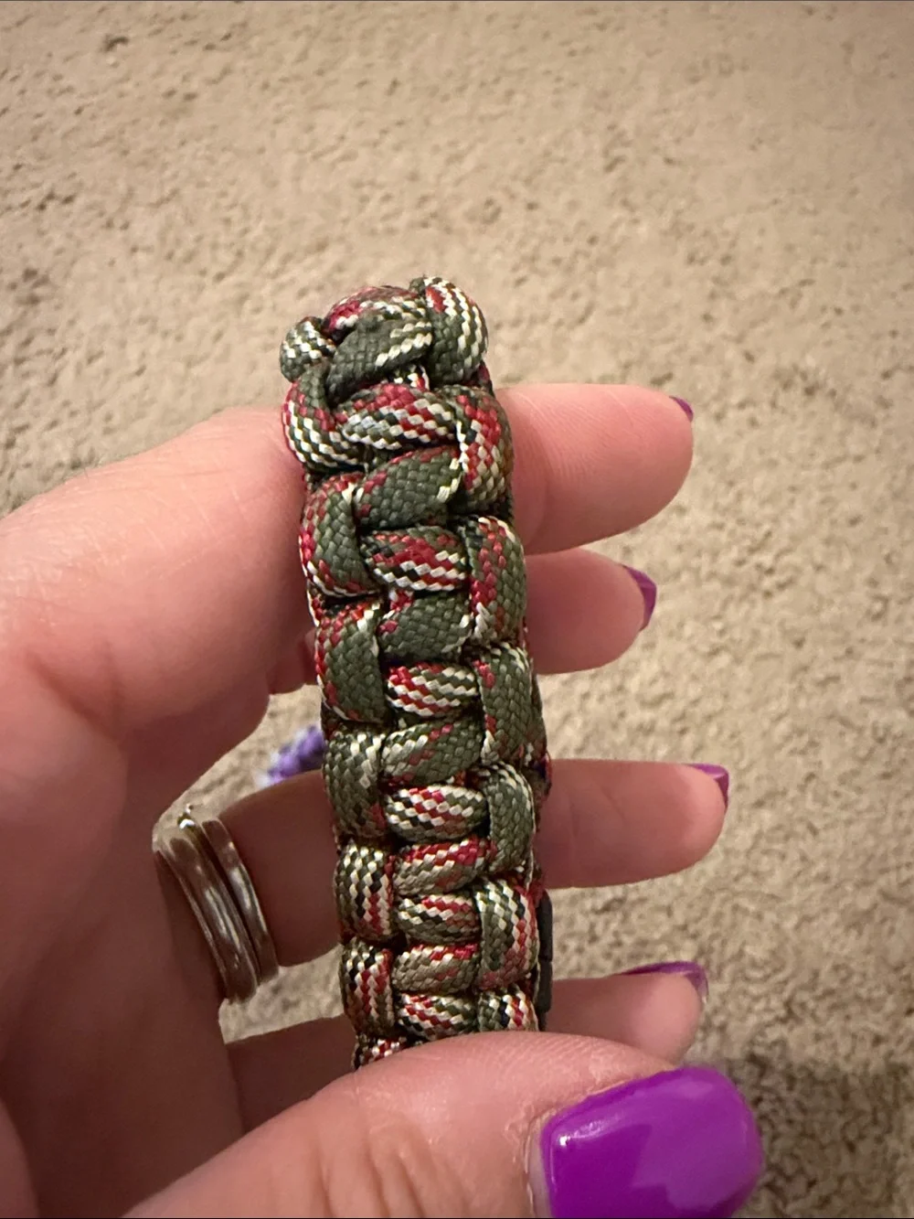 Handmade Kids Braided Paracord Bracelet Set - Purple and Olive